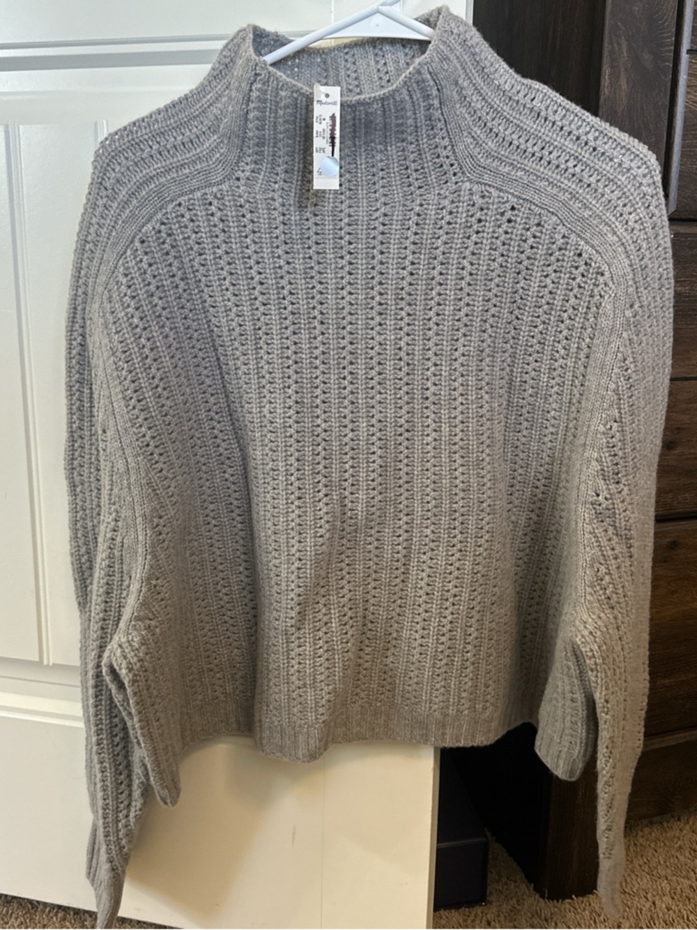Madewell Heather Gray Knit Mock Neck Sweater